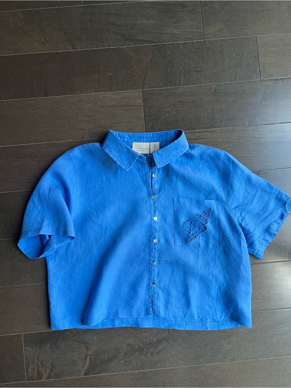 Calypso St. Barth Royal Blue Linen Button-Down Shirt